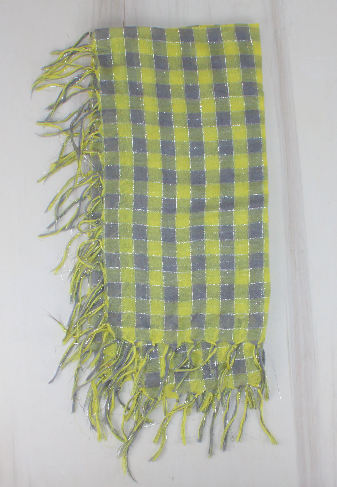 YELLOW & GREY SCARF WITH SHIMMER PRE-LOVED