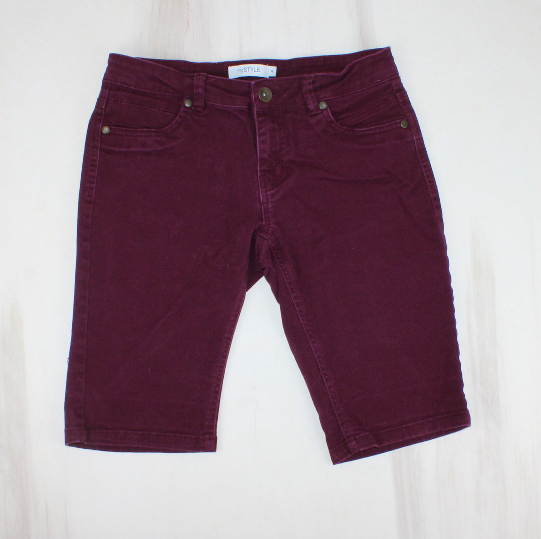 MY STYLE DARK PURPLE DENIM SHORTS LADIES SIZE 4 PRE-LOVED