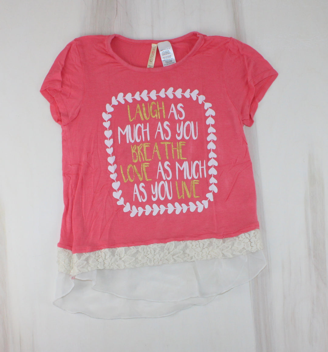 RUNWAY GIRL STRETCH CORAL TOP 12Y PRE-LOVED