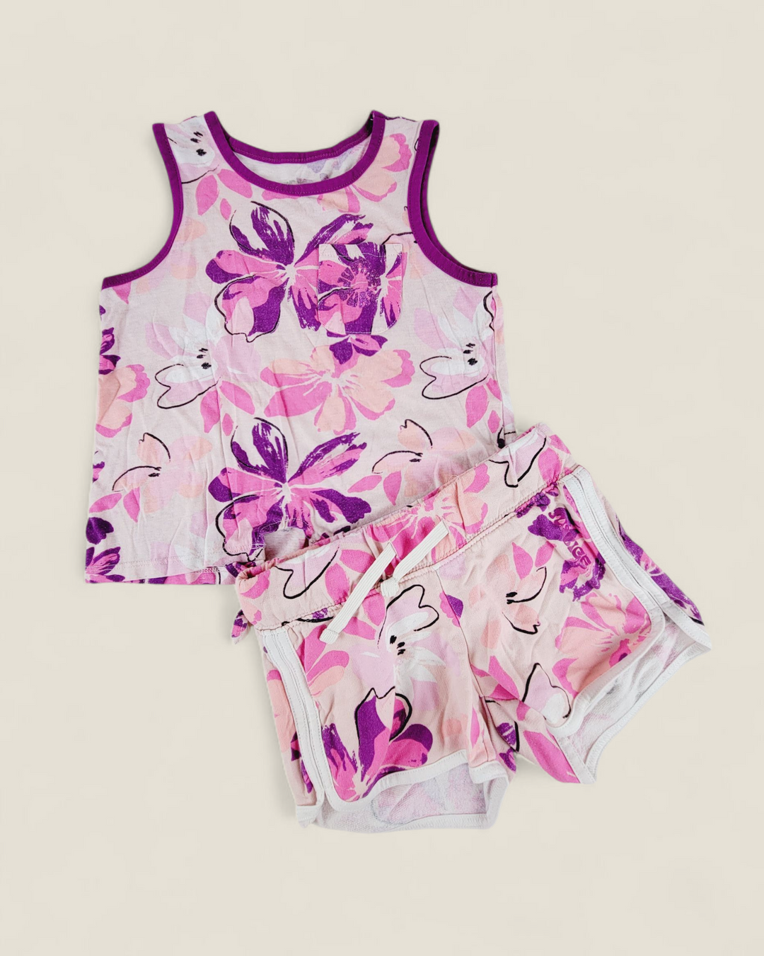 JUSTICE PINK FLORAL OUTFIT GIRLS 5-6Y PRE-LOVED