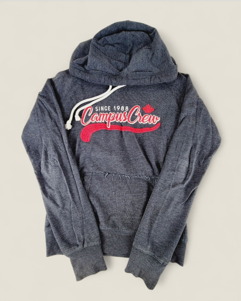 CAMPUS CREW CHARCOAL HOODIE ADULT XS PRE-LOVED