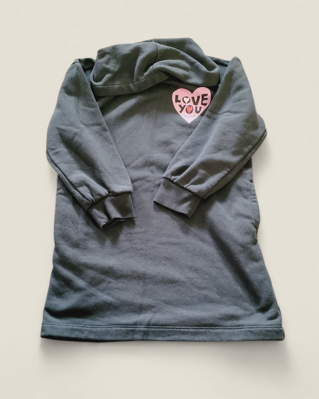 OLD NAVY "love you most" CHARCOAL SWEATER DRESS 8Y PRE-LOVED