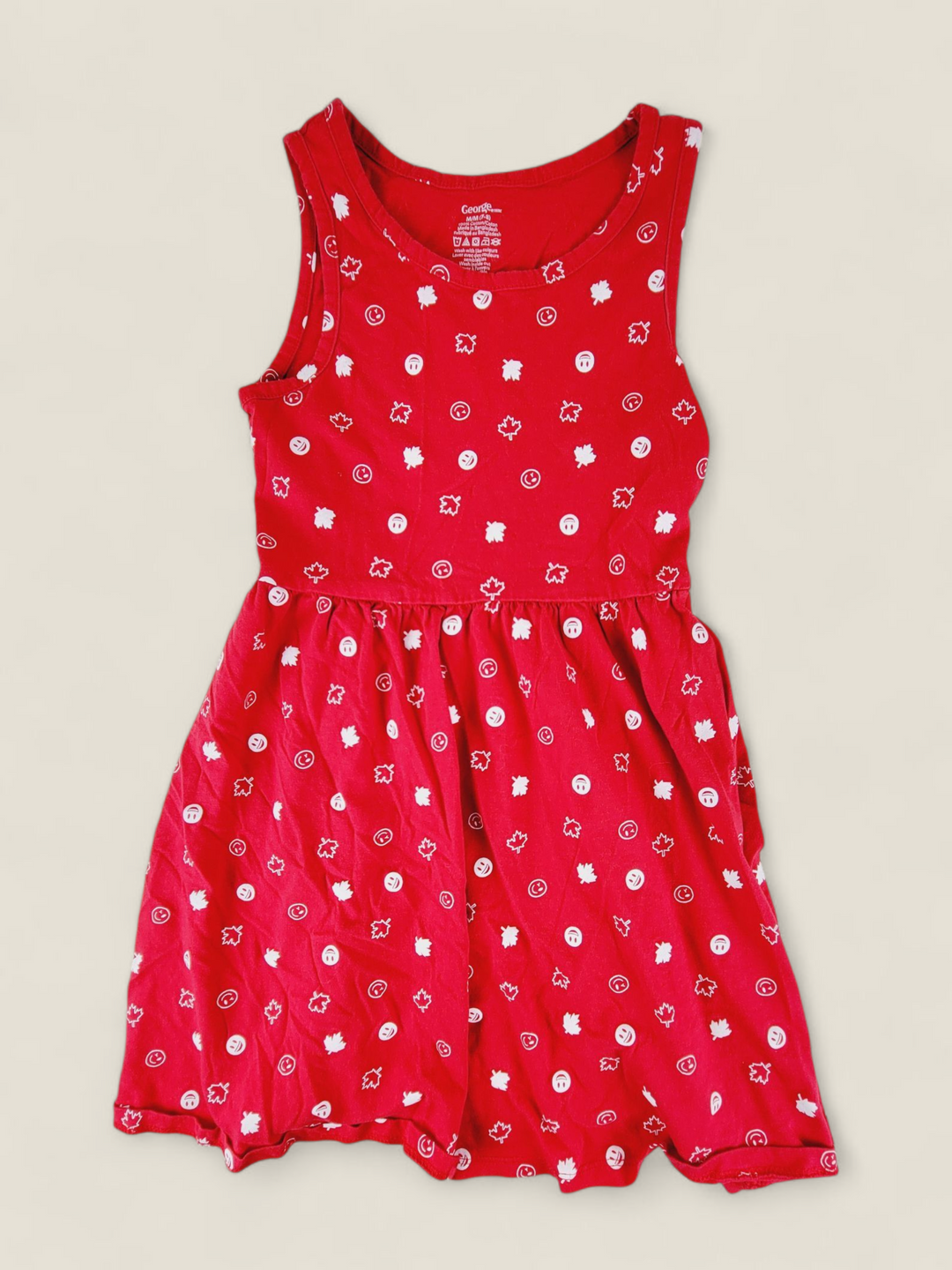 GEORGE RED CANADA DRESS GIRLS 7-8Y PRE-LOVED