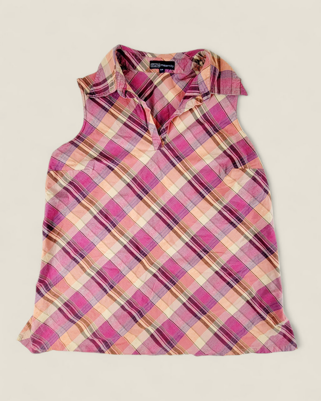 THYME MATERNITY PLAID SLEEVLESS TOP LADIES SMALL PRE-LOVED
