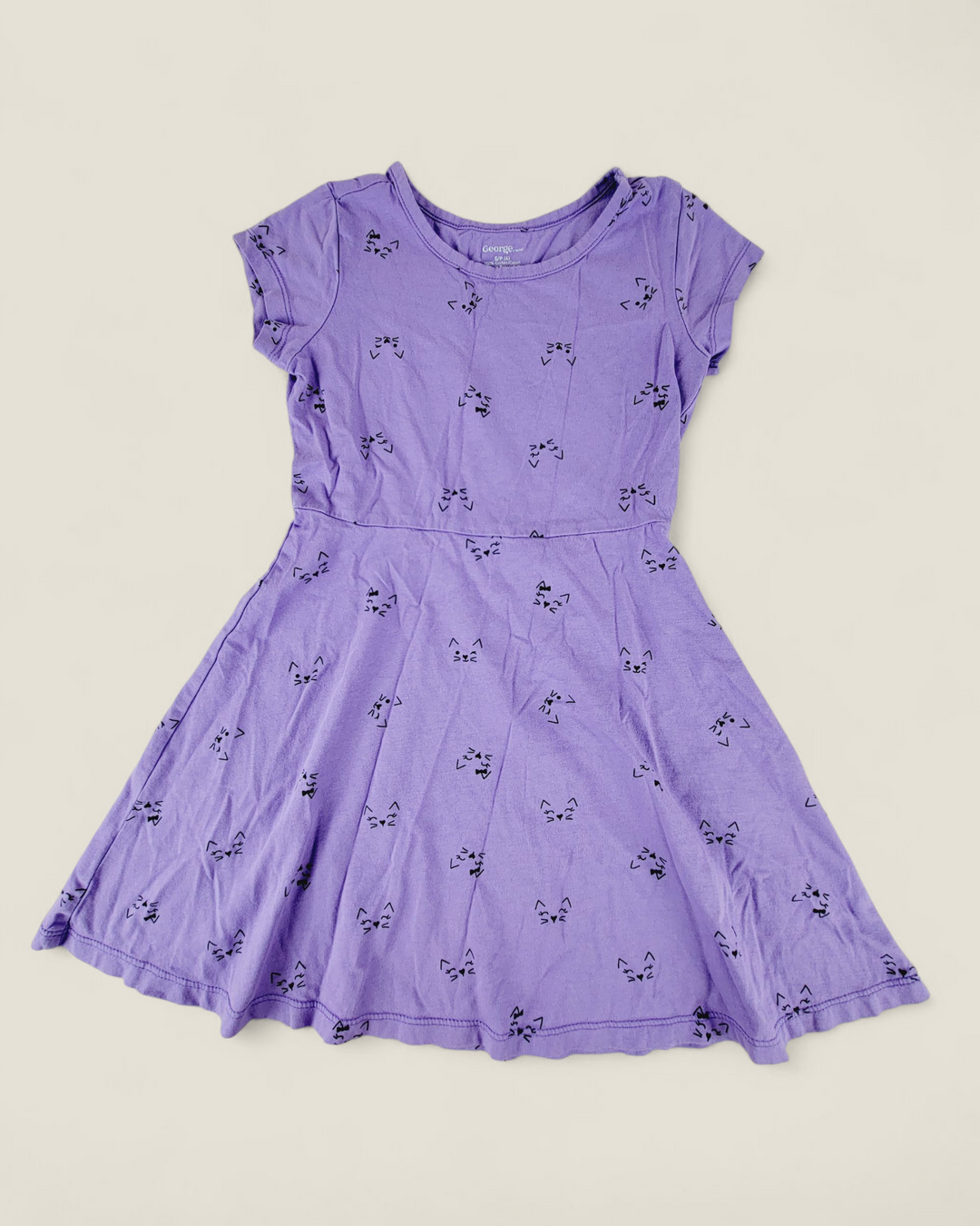 GEORGE PURPLE CAT DRESS GIRLS 6Y PRE-LOVED