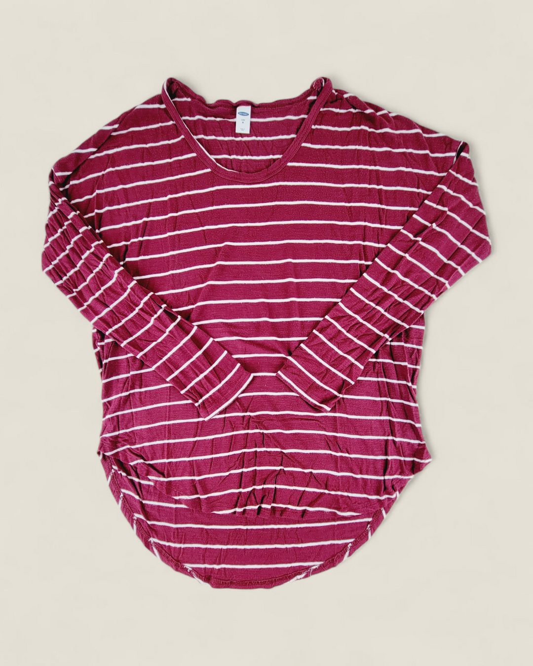 OLD NAVY LUXE MAROON STRIPED TOP LADIES MEDIUM PRE-LOVED