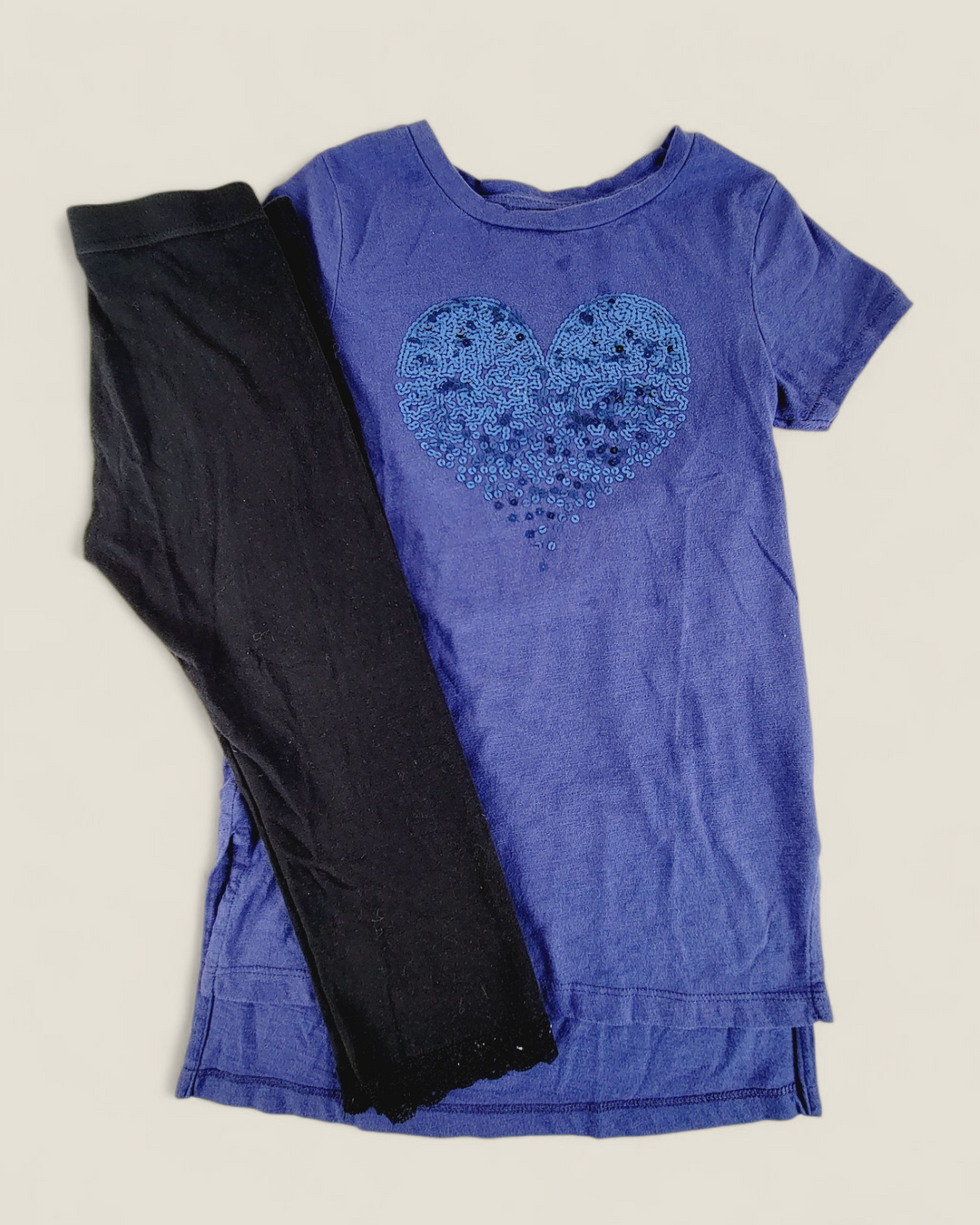 GEORGE SEQUINED HEART OUTFIT 7-8Y PRE-LOVED