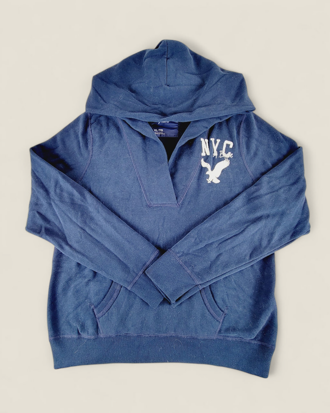 AMERICAN EAGLE NAVY WIDE COLLAR HOODIE LADIES XL PRE-LOVED
