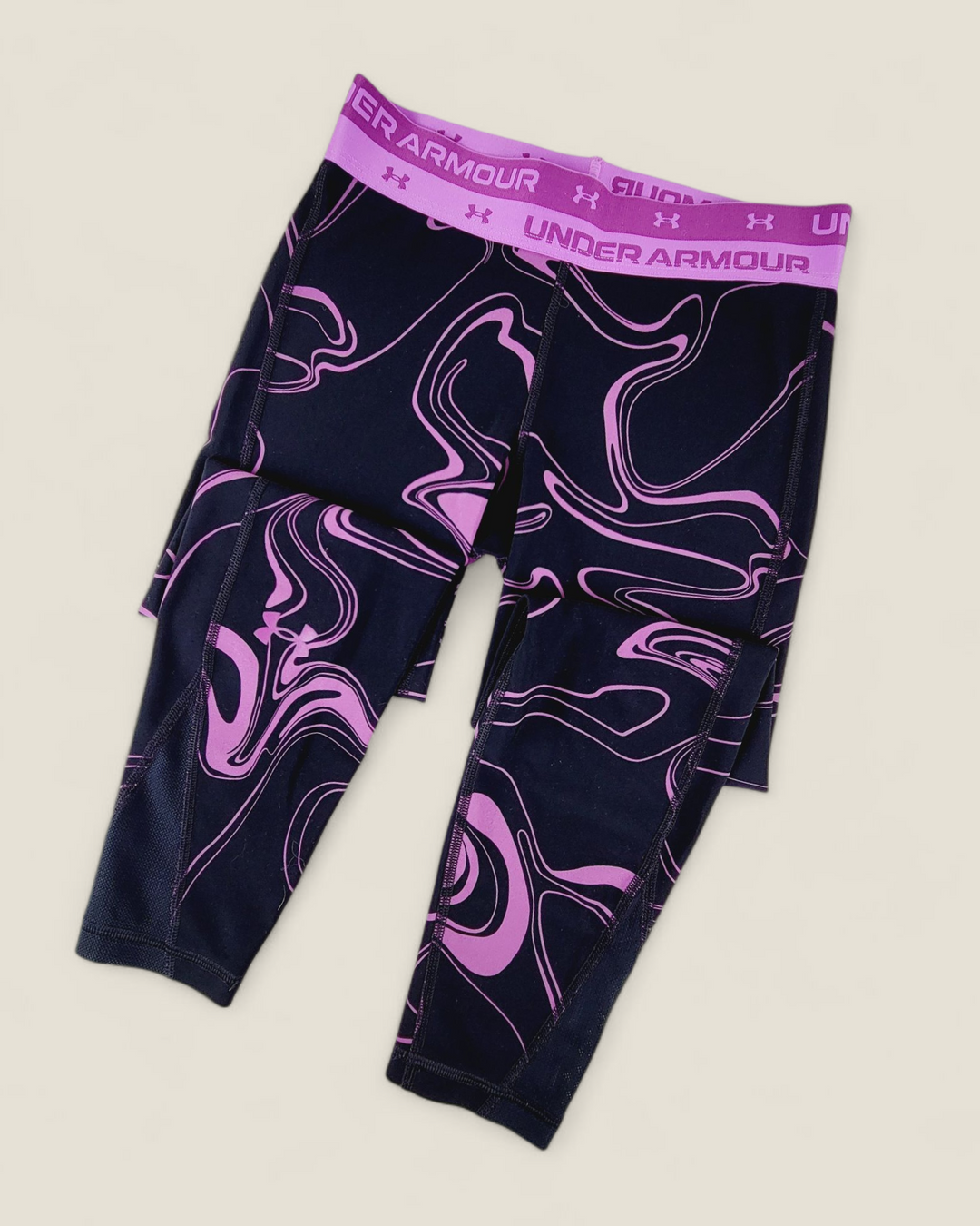 UNDERARMOUR PURPLE & BLACK LEGGINGS GIRLS YMD PRE-LOVED