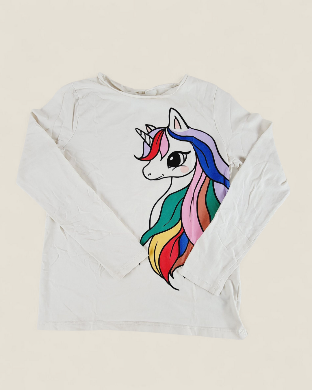 H&M UNICORN LONG SLEEVE TOP 8-10Y PRE-LOVED
