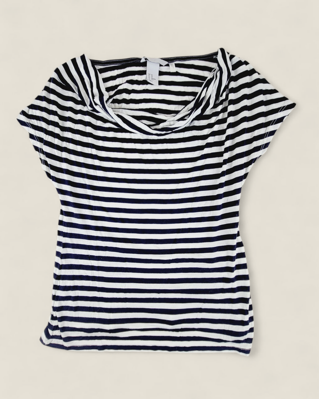 H&M NAVY STRIPED TOP LADIES XS PRE-LOVED