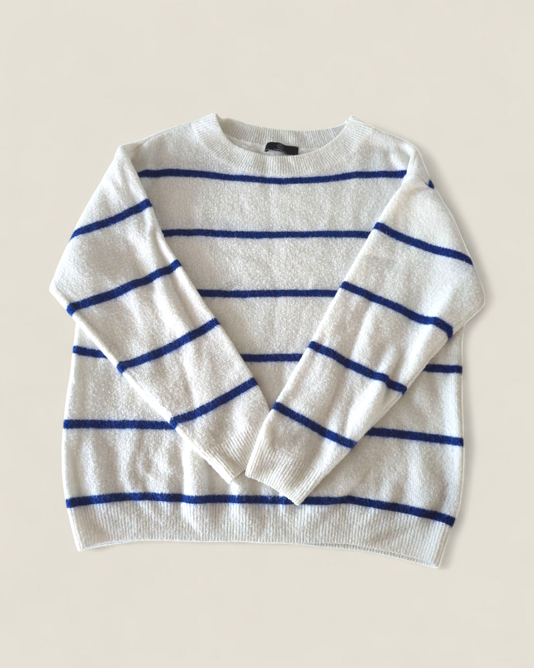 WOOLEN BLOOM BLUE & WHITE SWEATER LADIES MEDIUM PRE-LOVED