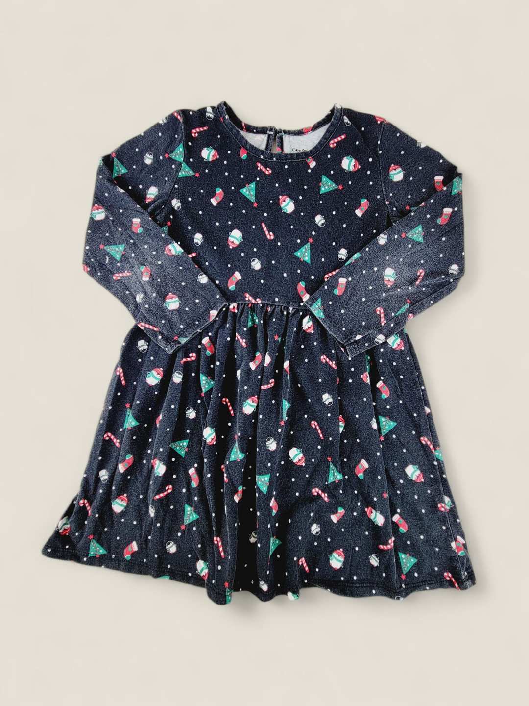 GEORGE HOLIDAY PENGUIN DRESS GIRLS 5Y PRE-LOVED