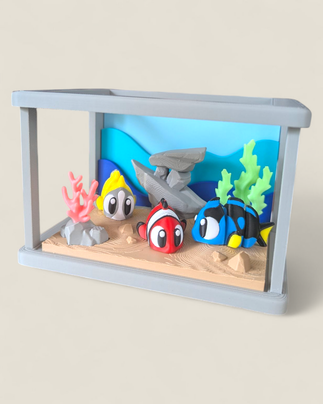 Marlin Fine Craft 3D, Grey Aquarium with 3 Fish