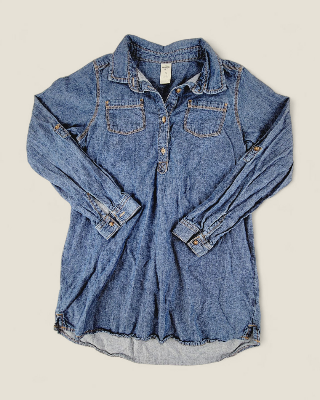 OSHKOSH LIGHT DENIM LONG TOP GIRLS 10Y PRE-LOVED