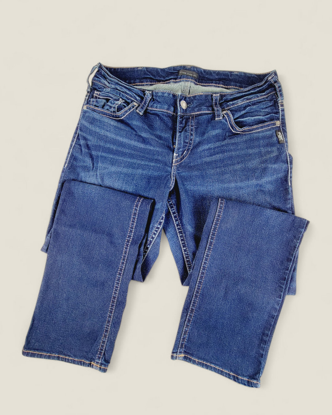 SILVER STRAIGHT LEG JEANS LADIES SIZE 16 PRE-LOVED