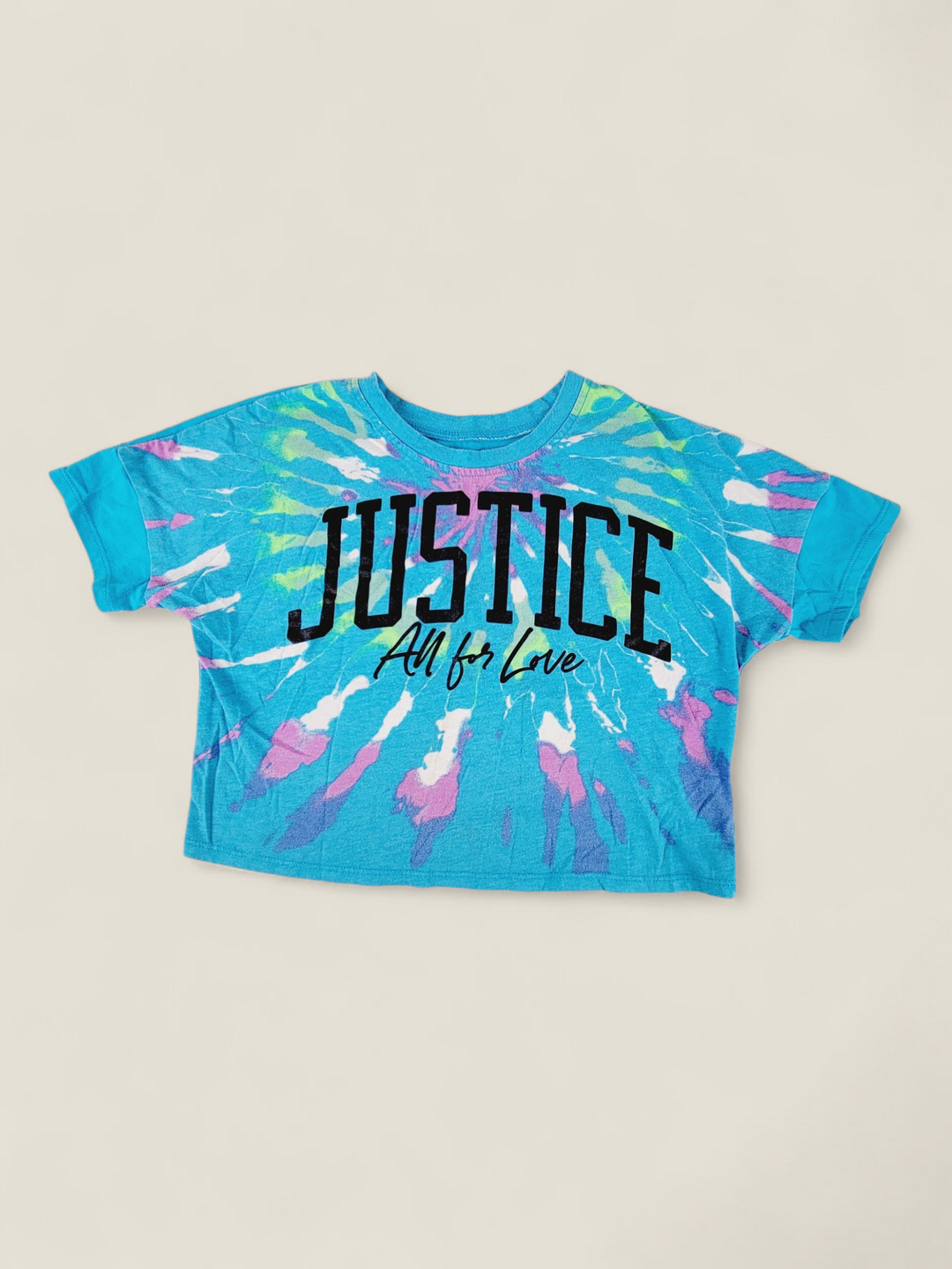 JUSTICE BLUE TYE DYE TEE GIRLS 5-6Y PRE-LOVED