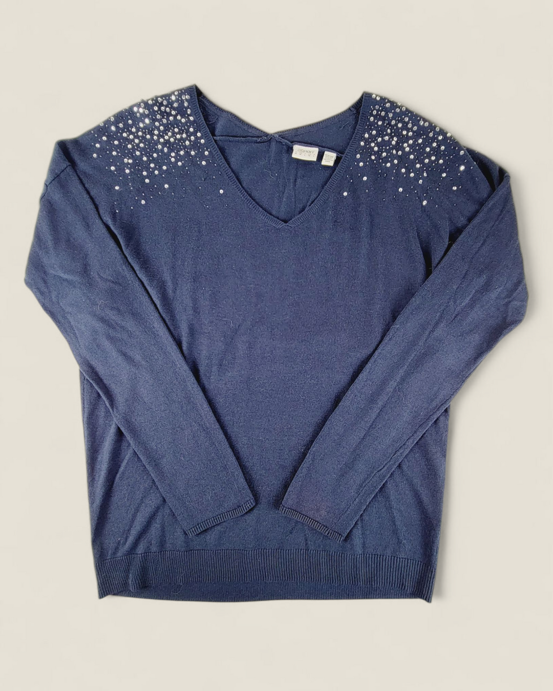 ESPRIT NAVY SEQUINED SWEATER LADIES MEDIUM PRE-LOVED