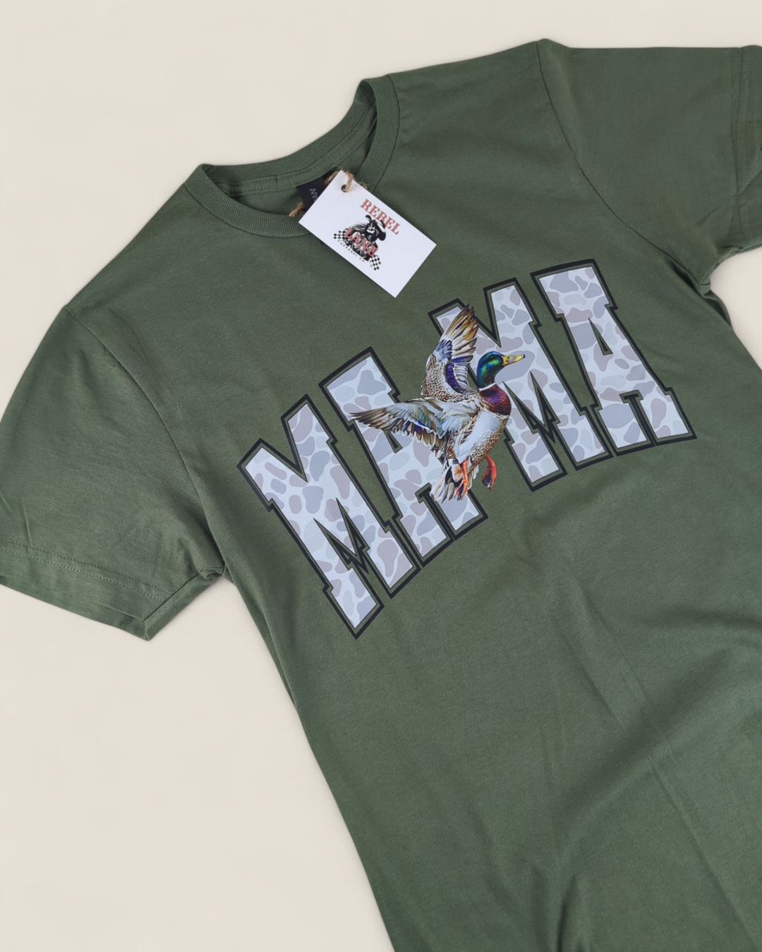 Rebel Lane Apparel Co. Mama Camo Duck Top (Green)