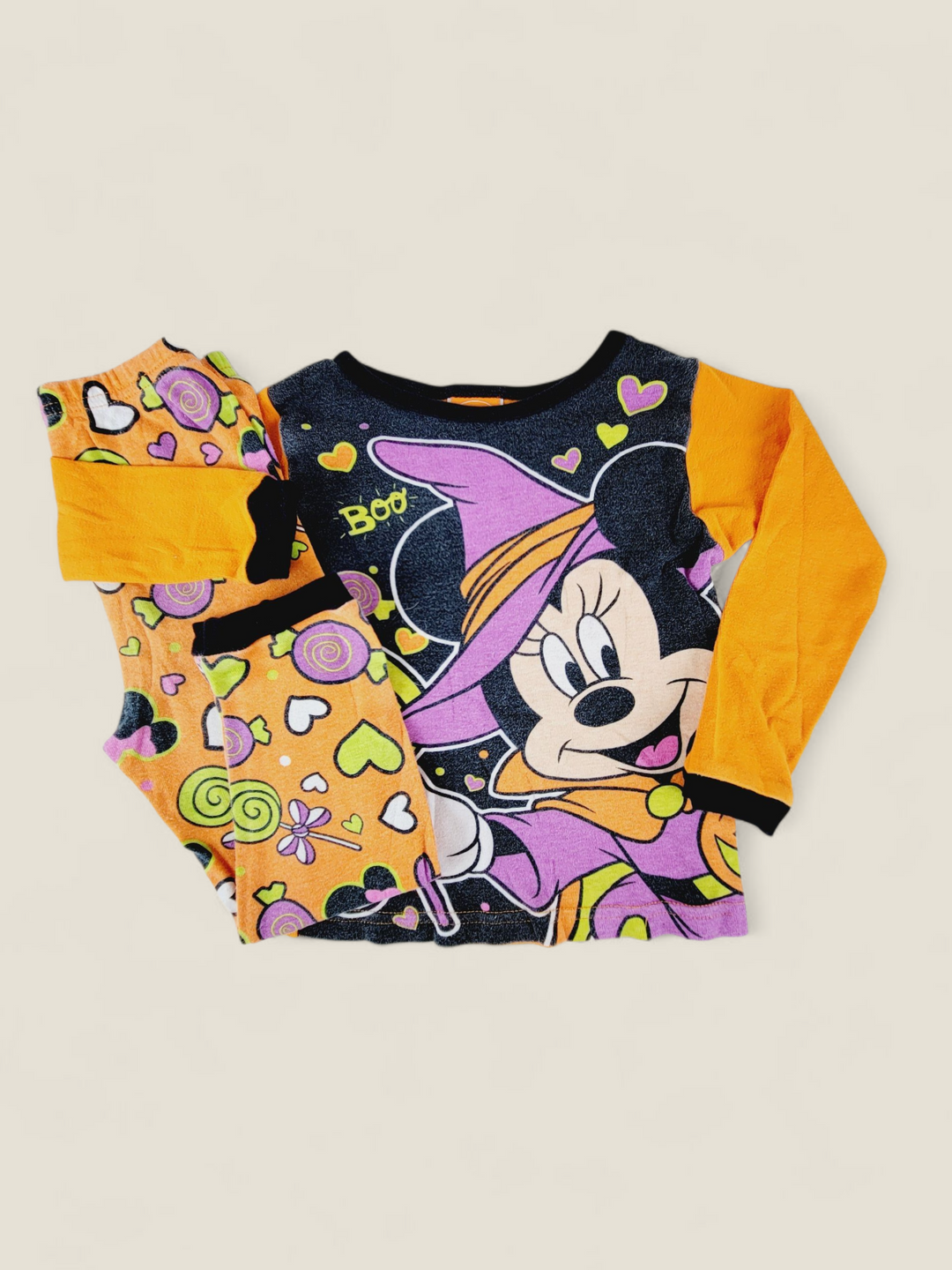 DISNEY HALLOWEEN PYJAMA SET GIRLS 4Y PRE-LOVED