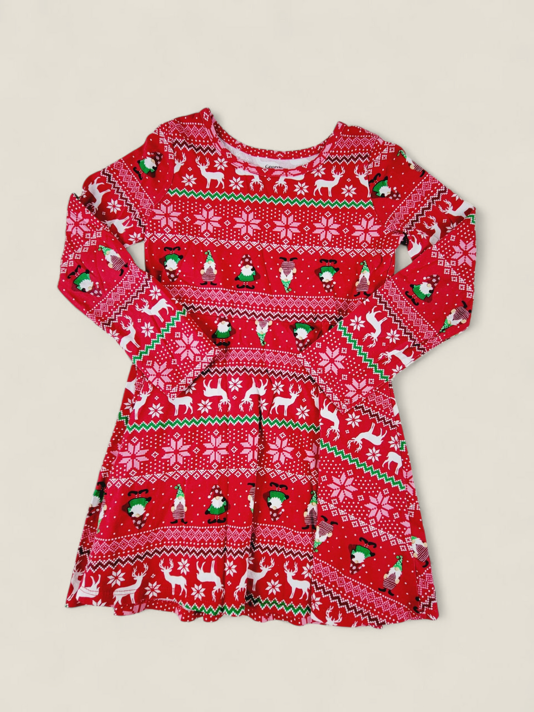 GEORGE HOLIDAY GNOME DRESS GIRLS 6Y PRE-LOVED