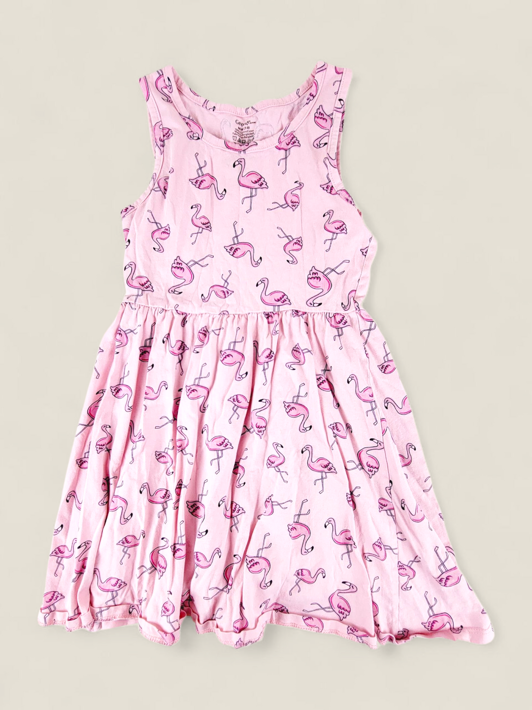 GEORGE PINK FLAMINGO DRESS GIRLS 7-8Y PRE-LOVED