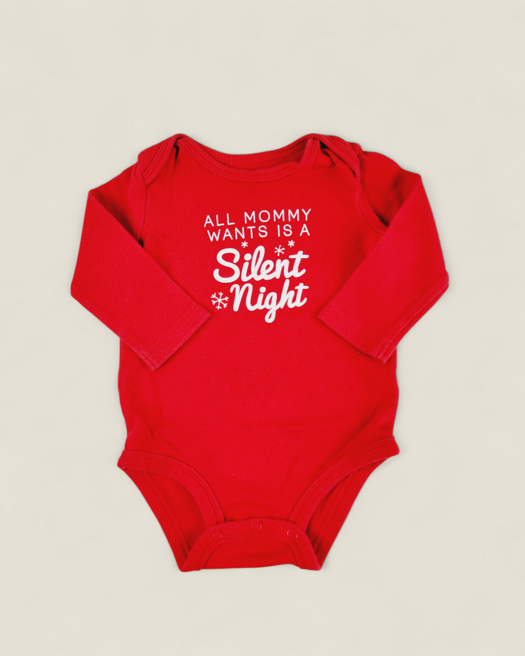 CARTERS ALL MOMMY WANTS IS A SILENT NIGHT ONESIE 9M PRE-LOVED