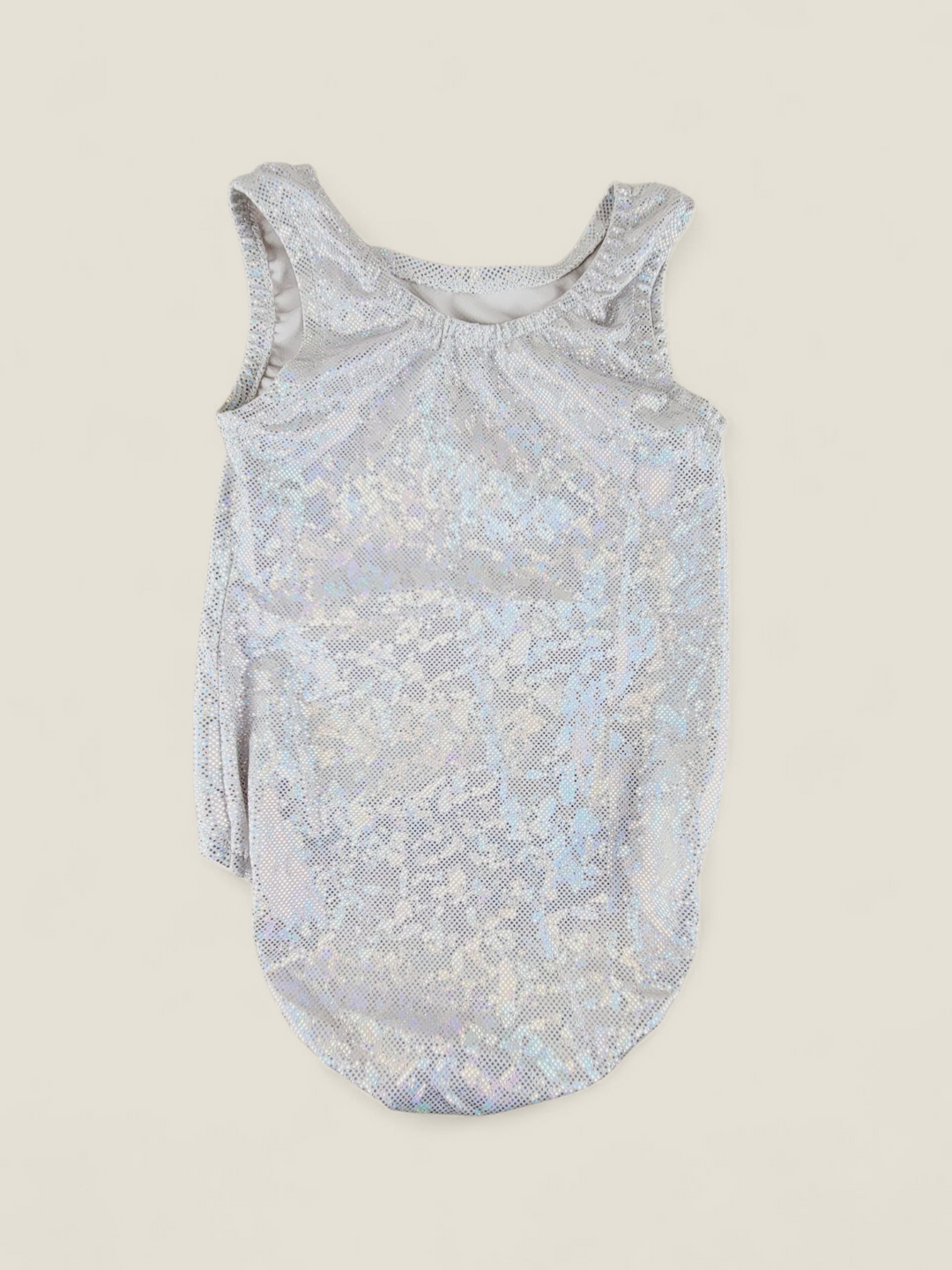 SILVER IRIDESCENT DANCE BODYSUIT APPROX 3T/4T PRE-LOVED