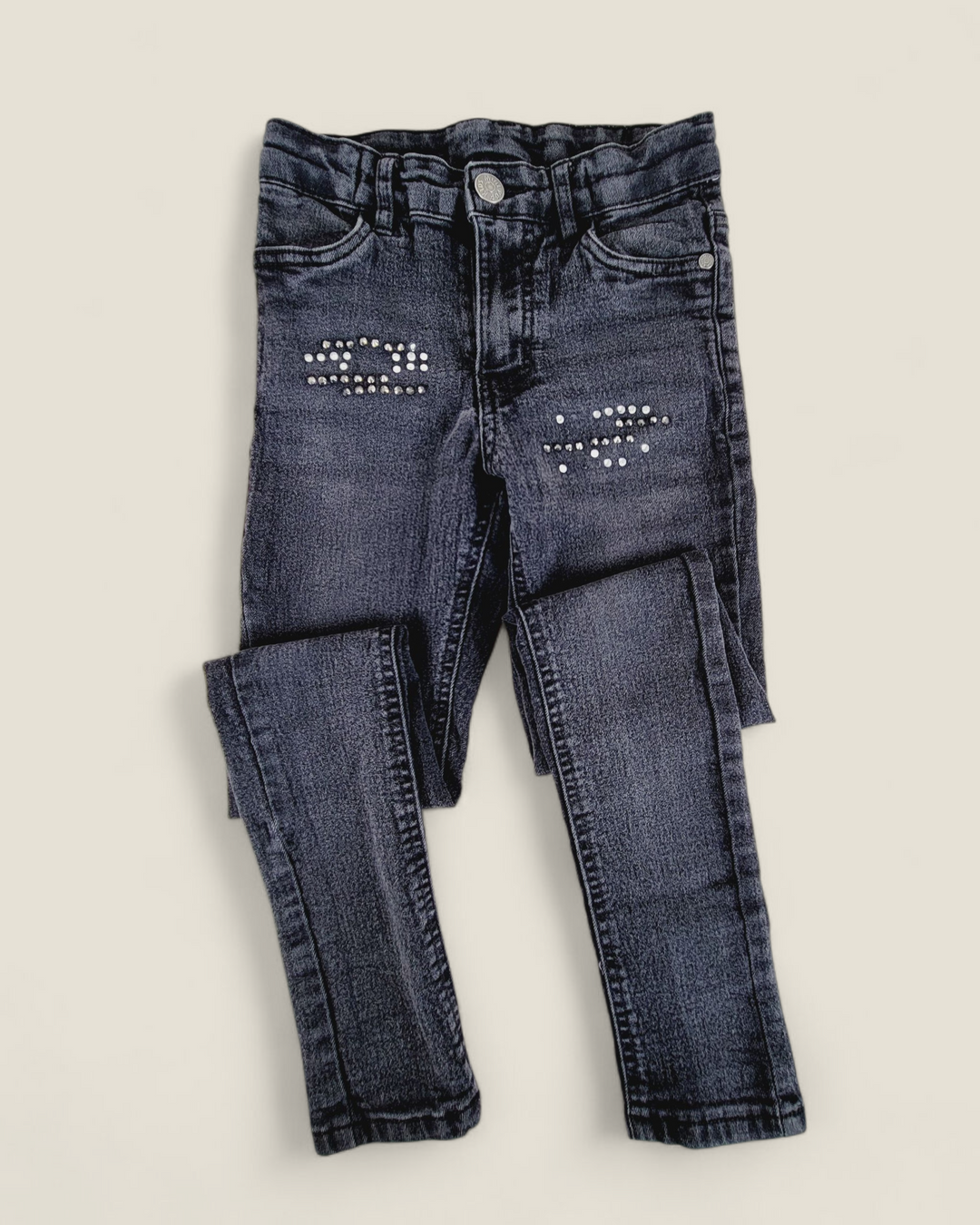 MINI POP KIDS BLACK JEANS WITH GEMS 8Y PRE-LOVED