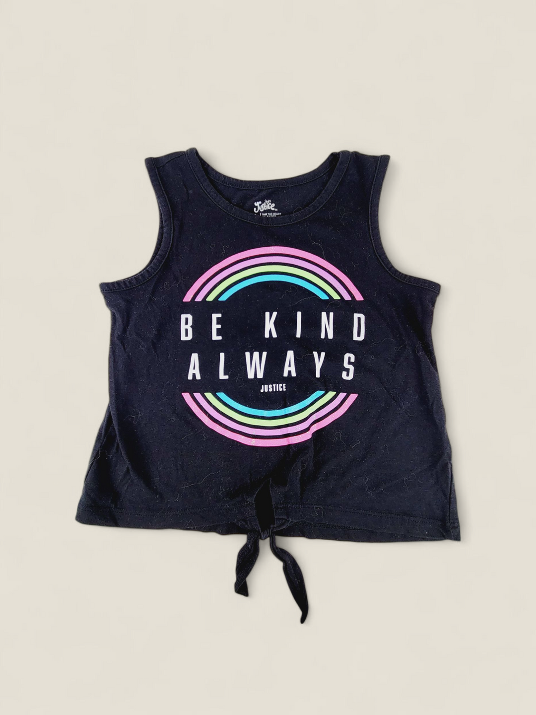 JUSTICE BLACK BE KIND TANK TOP GIRLS 5-6Y PRE-LOVED