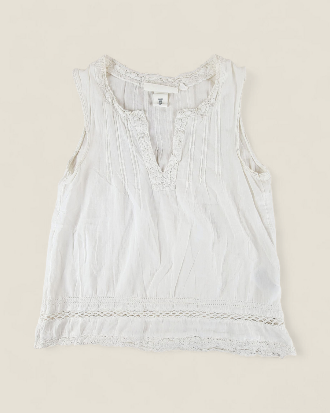 LOGG WHITE SLEEVELESS TOP LADIES SIZE 2 PRE-LOVED
