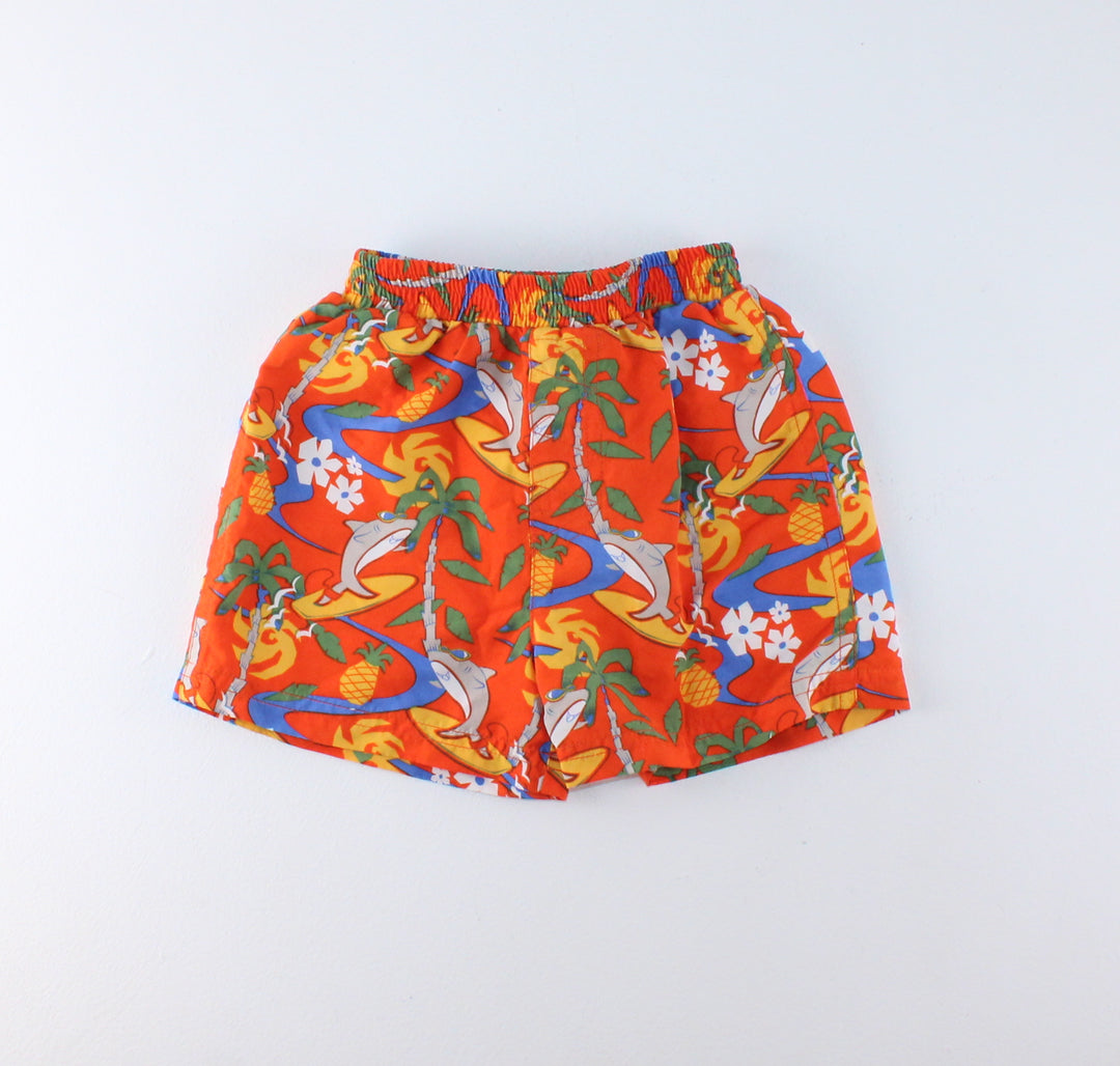 ORANGE TROPICAL SWIM SHORTS 3-6M PRE-LOVED
