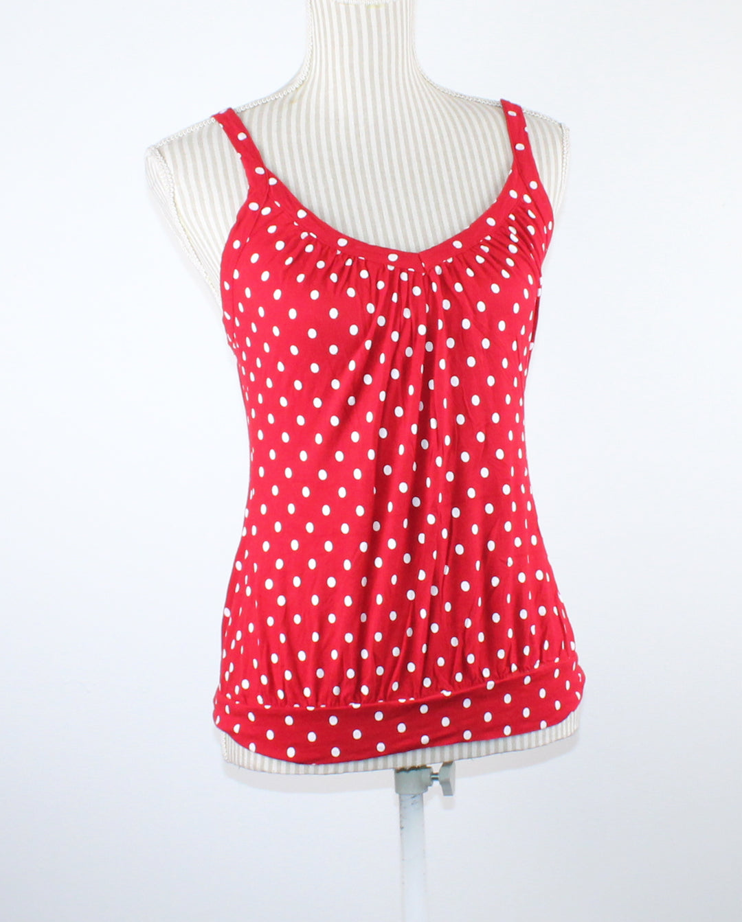 RED POLKA DOT TANK LADIES SMALL PRE-LOVED