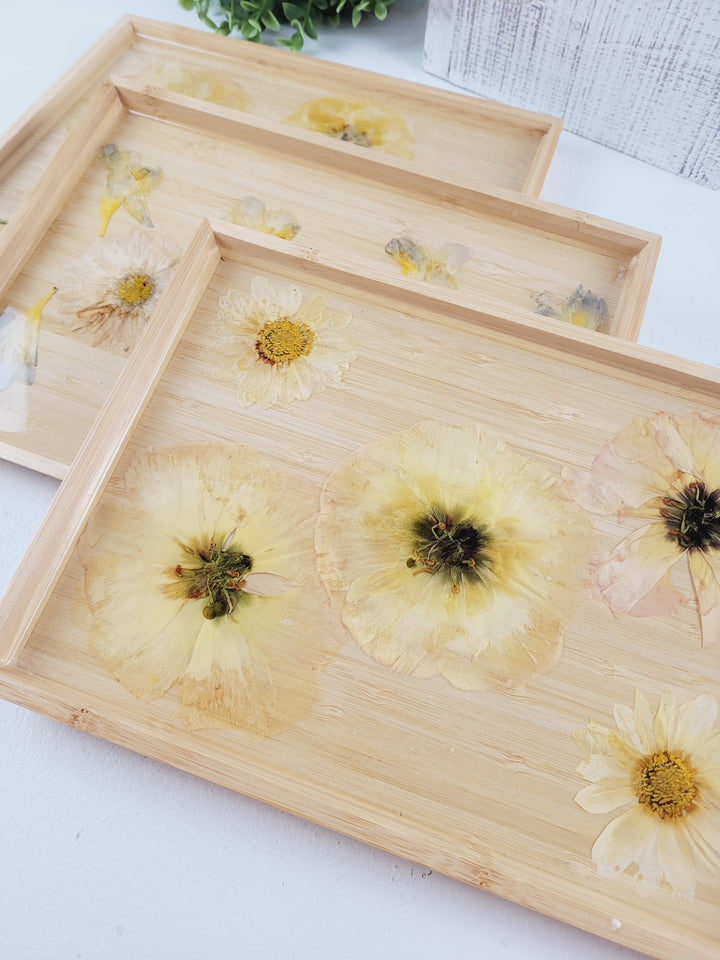 Little Pretty Designs, Wooden Resin Floral Trays