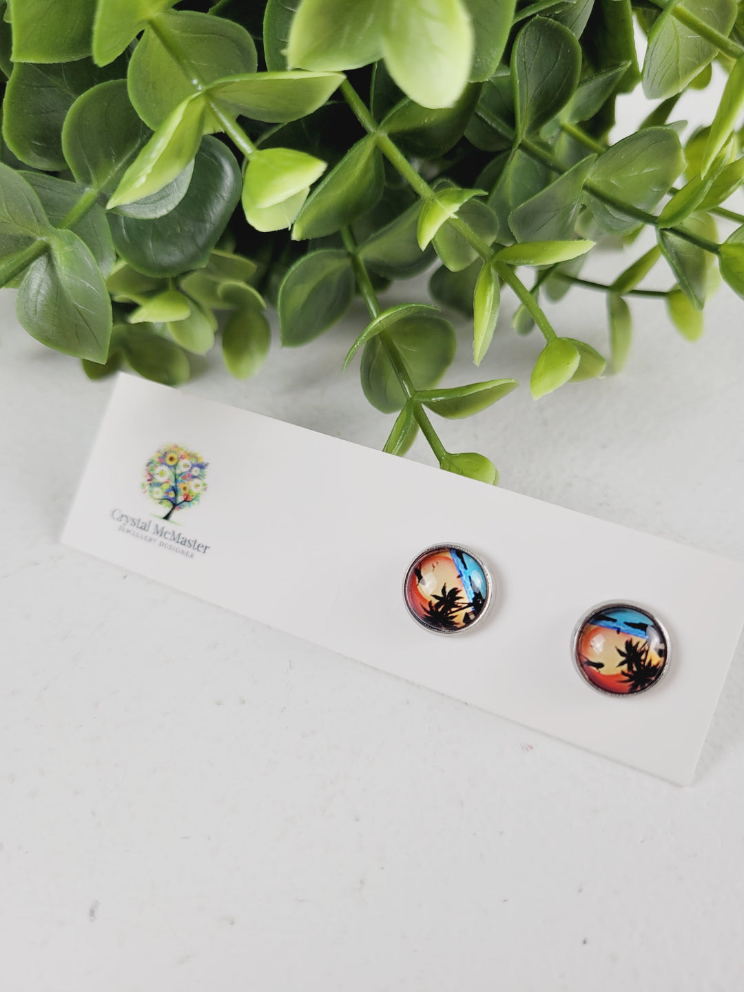 Crystal McMaster Jewellery, Stainless Steel Cabochon Studs