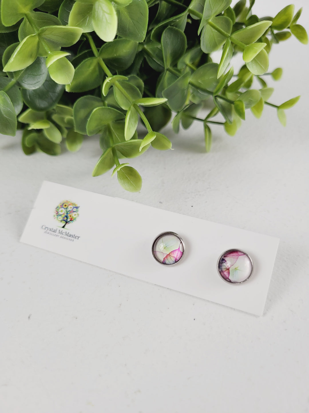 Crystal McMaster Jewellery, Stainless Steel Cabochon Studs