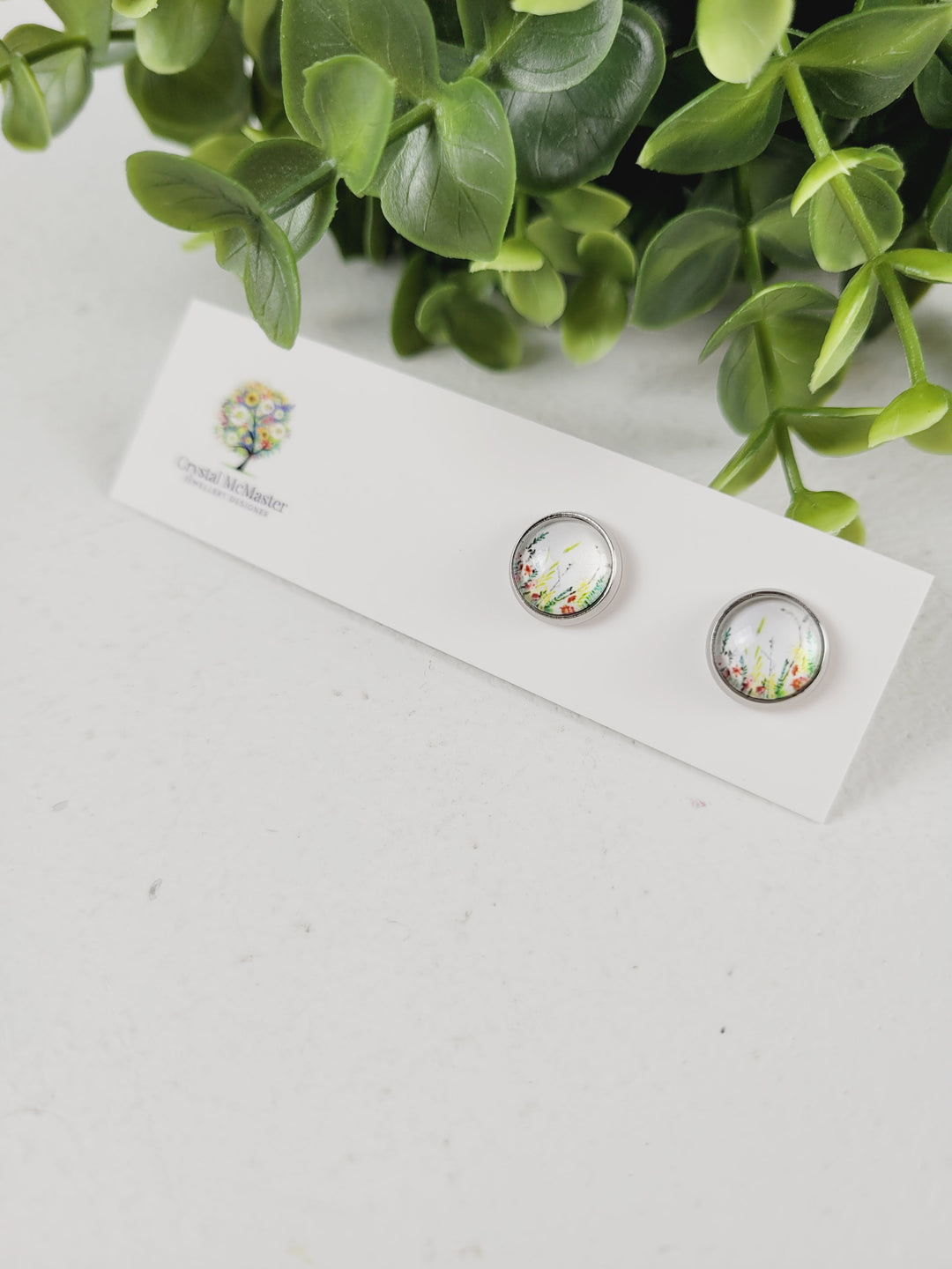 Crystal McMaster Jewellery, Stainless Steel Cabochon Studs