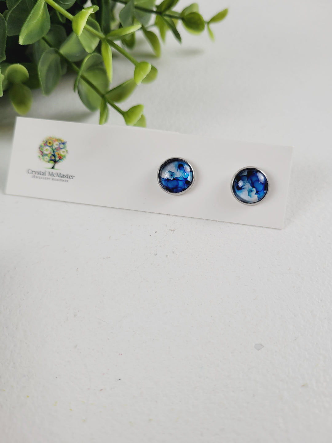 Crystal McMaster Jewellery, Stainless Steel Cabochon Studs