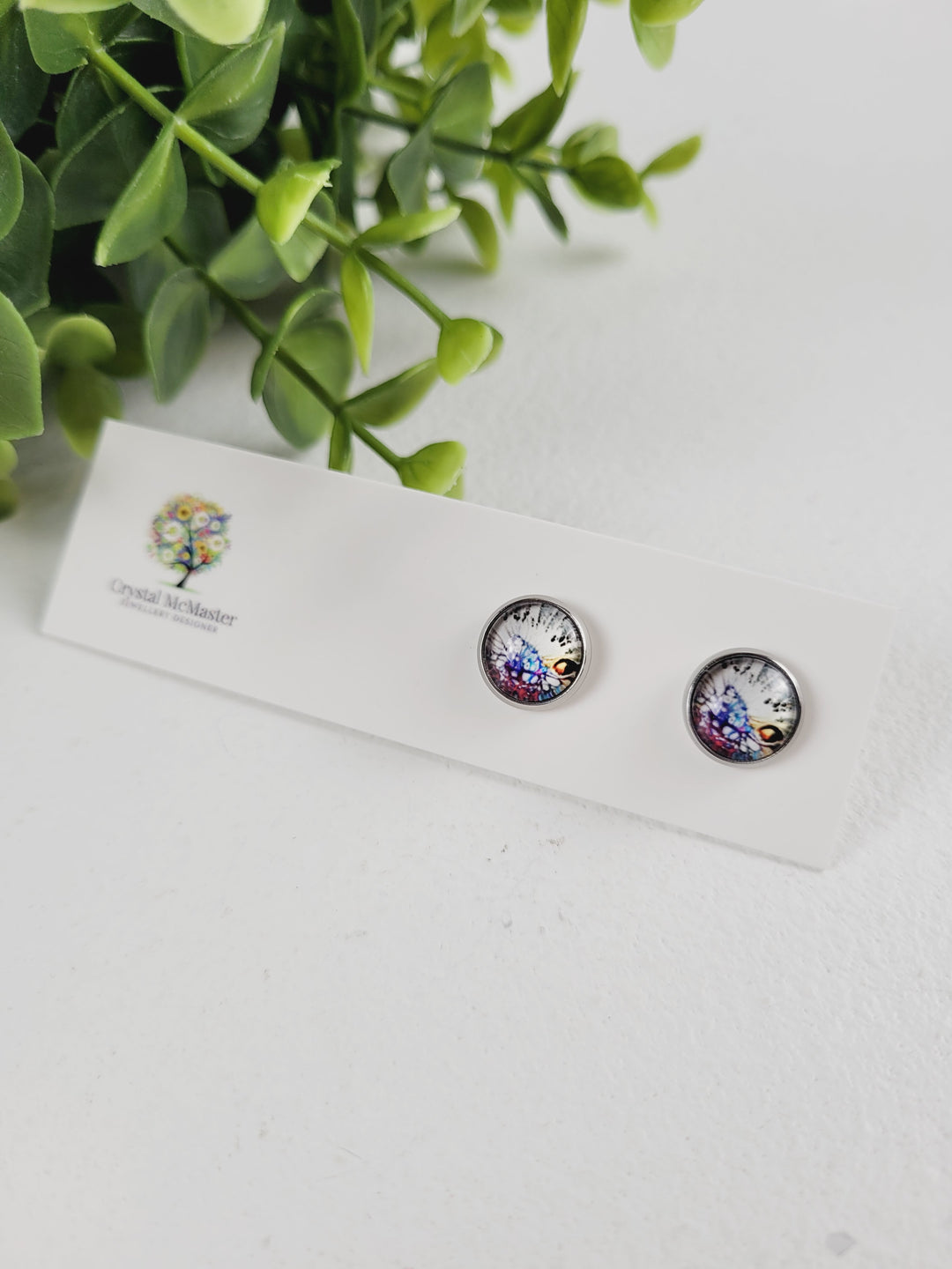 Crystal McMaster Jewellery, Stainless Steel Cabochon Studs