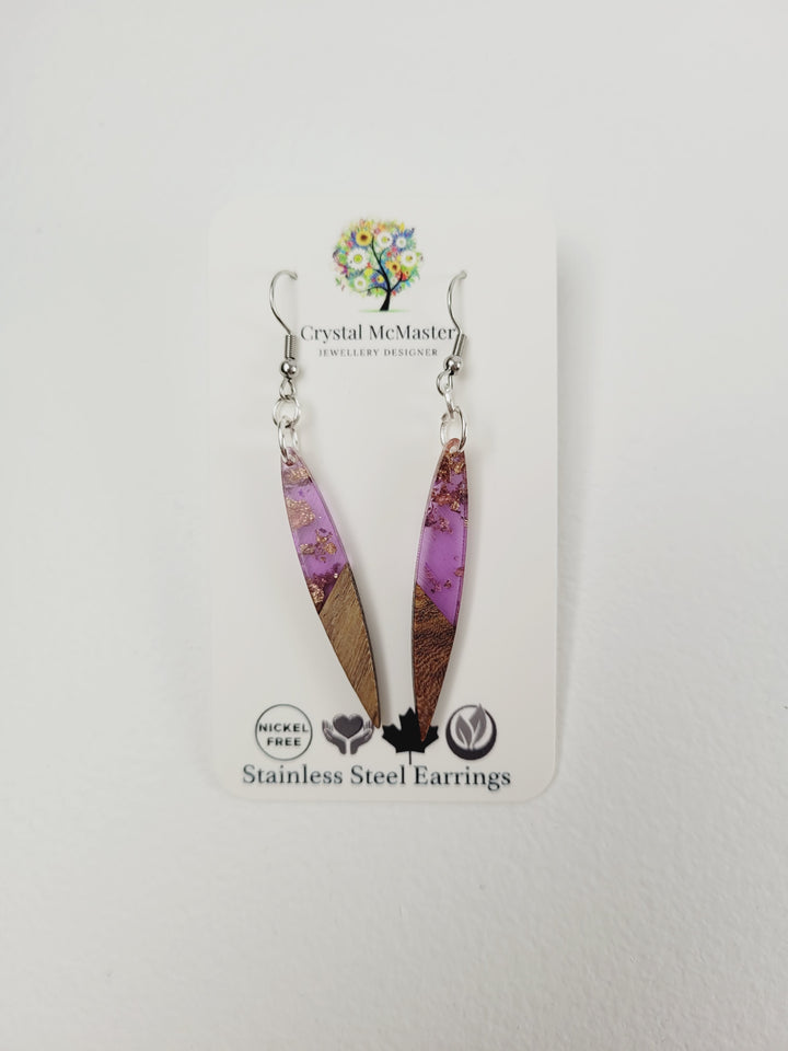 Crystal McMaster Jewellery, Wood & Resin Dangle Earrings