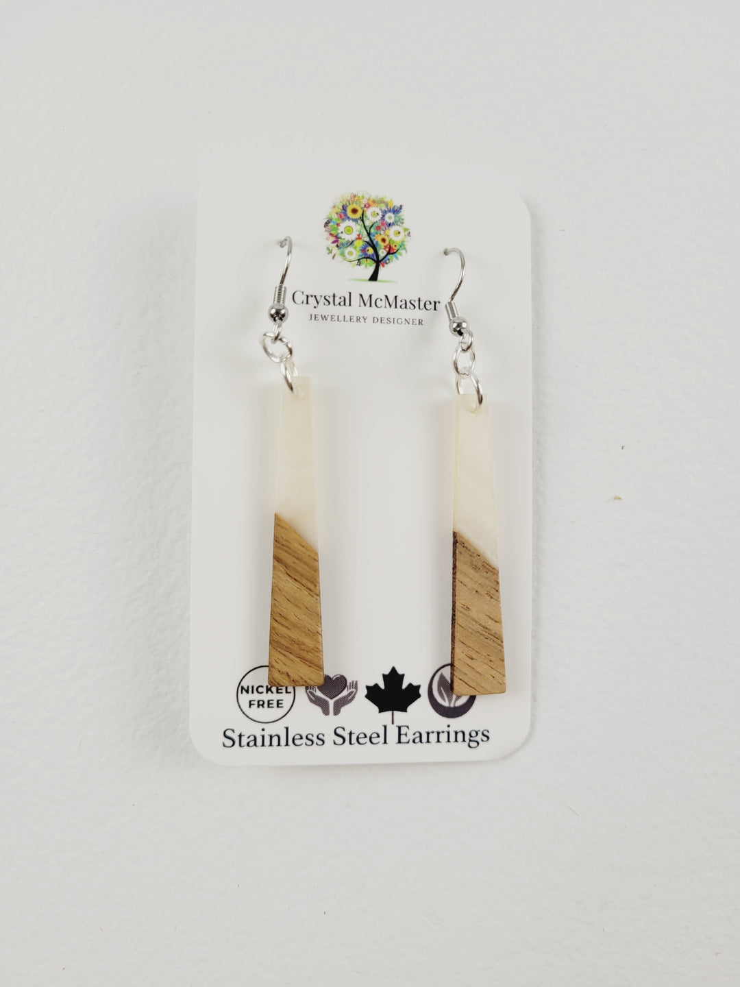 Crystal McMaster Jewellery, Wood & Resin Dangle Earrings