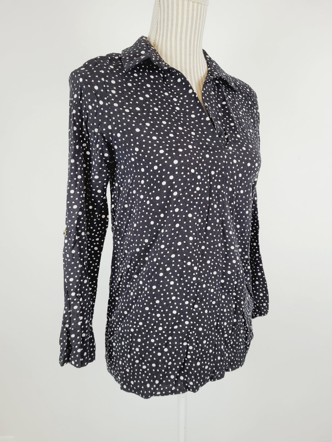 SUZY SHIER BLACK DOTTED BLOUSE LADIES SMALL PRE-LOVED