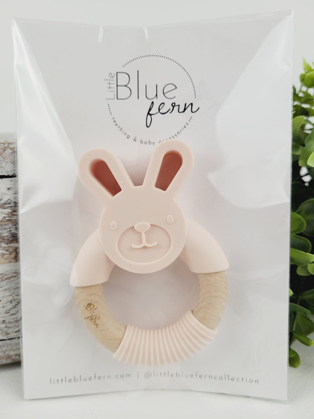 Little Blue Fern, Silicone & Wood Bunny Teethers
