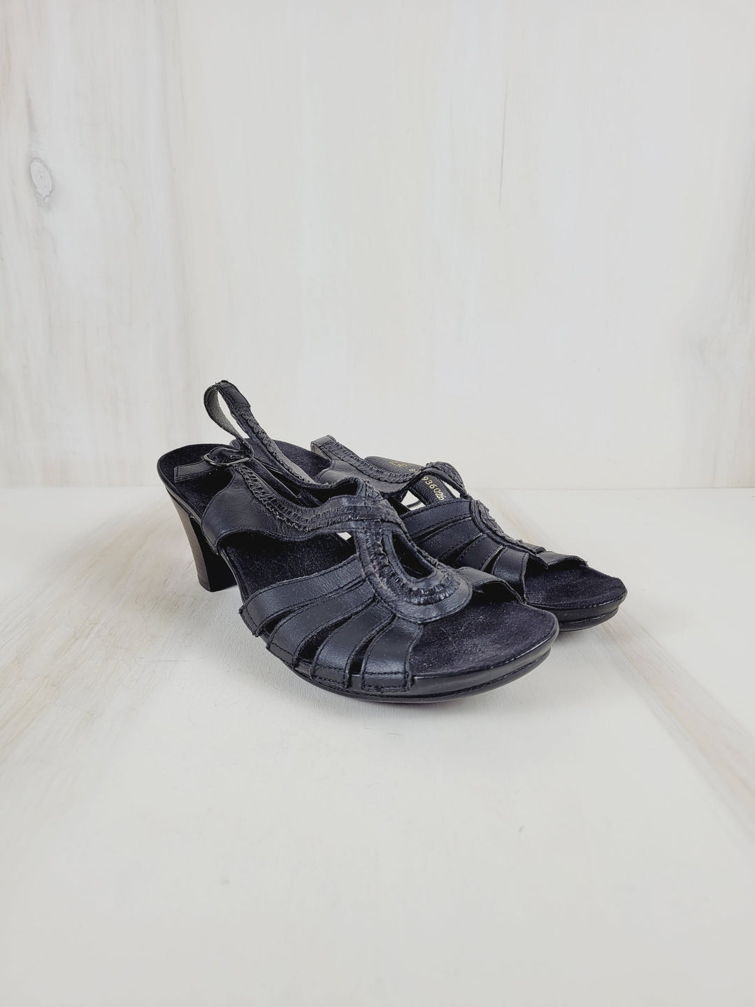 RIEKER BLACK HEEL SANDALS LADIES SIZE 39 PRE-LOVED/EUC
