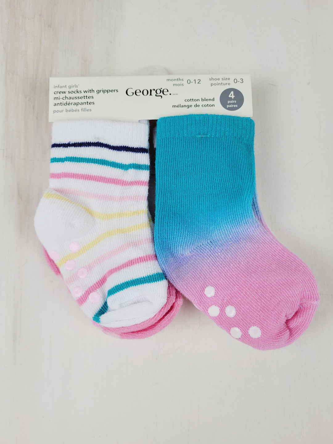 GEORGE 4 PACK SOCKS SIZE BABY 0-3 NEW!