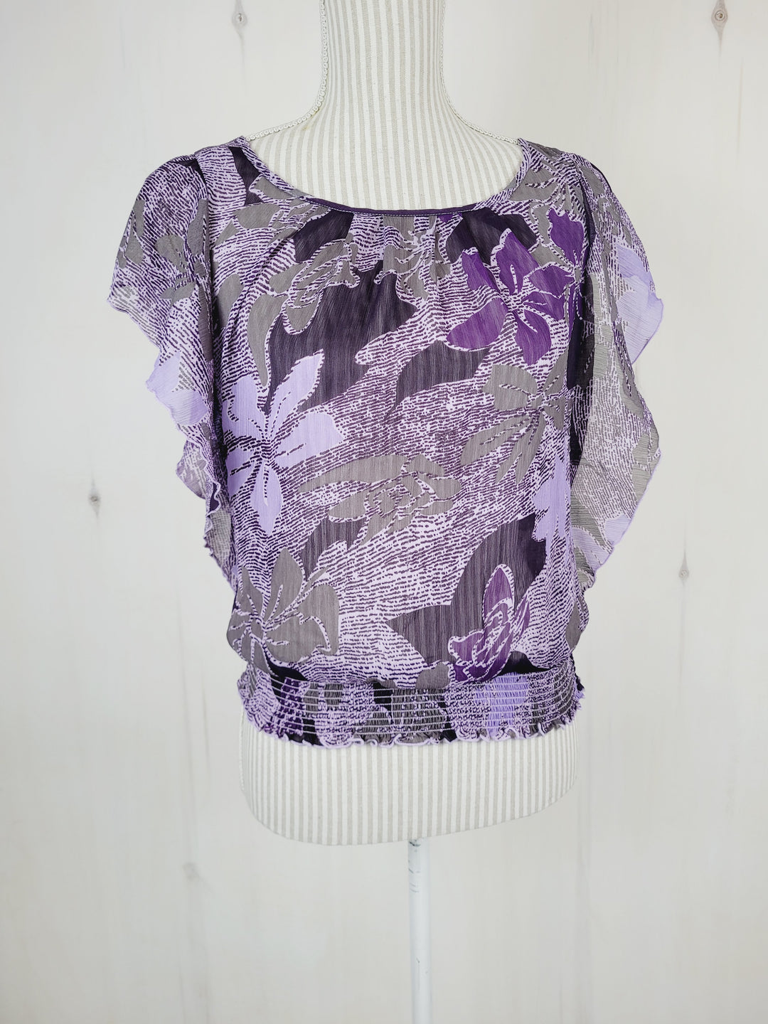 JACOBS PURPLE FLORAL BLOUSE LADIES SMALL PRE-LOVED