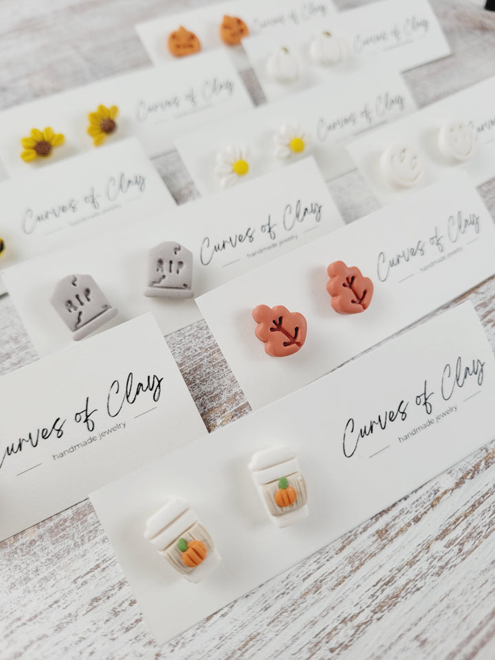 Curves of Clay, Autumn and Halloween Stud Earrings