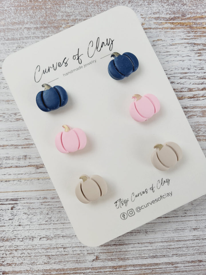 Curves of Clay, Autumn and Halloween Stud Earrings 3 Packs