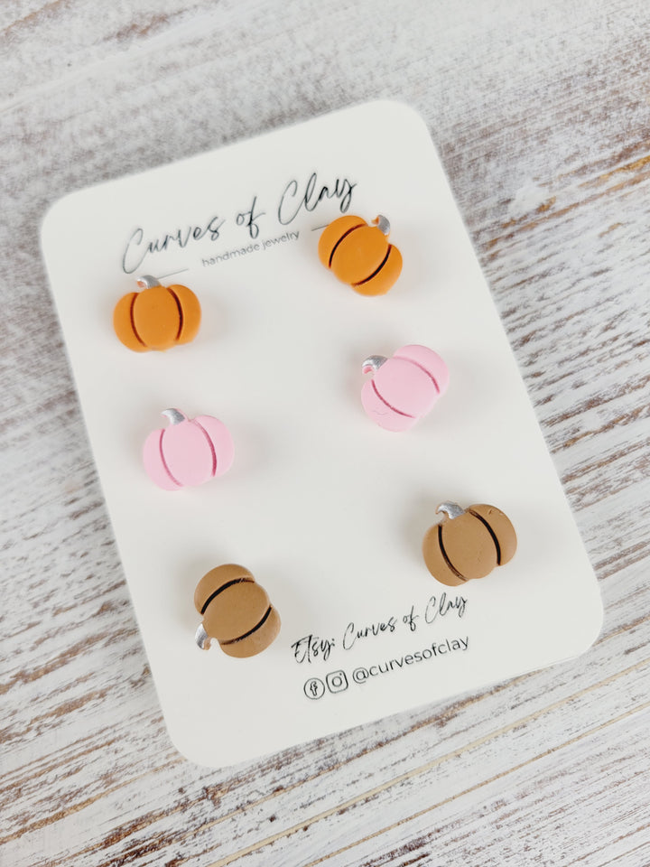 Curves of Clay, Autumn and Halloween Stud Earrings 3 Packs