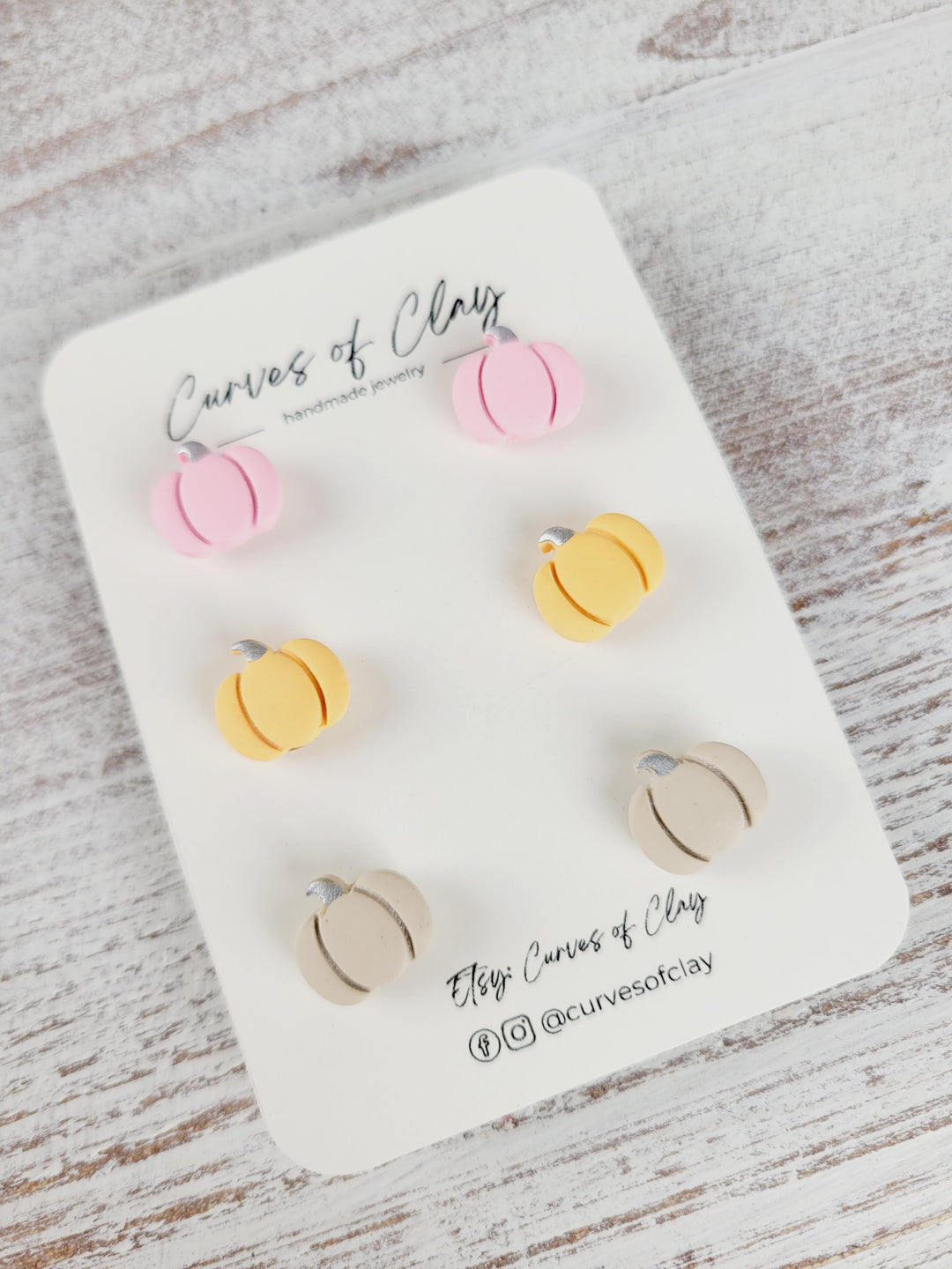 Curves of Clay, Autumn and Halloween Stud Earrings 3 Packs